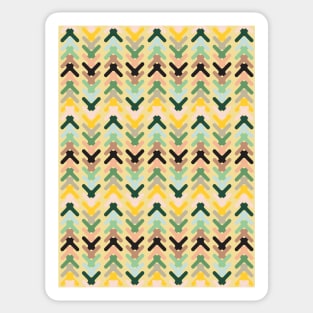 Stylized geo shapes in warm yellows, greens and blues Sticker